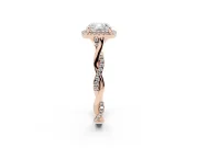 Cushion Cut Halo Engagement Ring Setting | Pavé Twist Band | Rose Gold