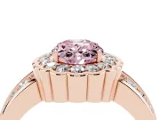 Oval Scalloped Halo Engagement Ring Setting for a Fancy Pink Lab-Grown Diamond | Double Row Band | Rose Gold