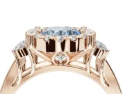 Round Halo Engagement Ring Setting for a Fancy Blue Lab-Grown Diamond | Side Clusters | Rose Gold