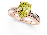 Pear-Shaped Channel Set Engagement Ring Setting for a Fancy Yellow Lab-Grown Diamond | Rope Collar | Rose Gold