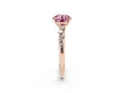 Fancy Pink Round Cut Diamond Cluster Solitaire Ring Set in Rose gold with Prong Setting