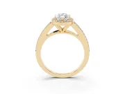 Marquise Halo Engagement Ring Setting | V-Split Pavé Band | Yellow Gold