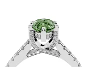 Marquise Hidden Halo Pave Engagement Ring Setting for a Fancy Green Lab-Grown Diamond | Claw Prongs | White Gold