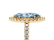 Marquise Pave Halo Engagement Ring Setting for a Fancy Blue Lab-Grown Diamond | Pave Band | Yellow Gold
