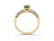 Emerald Cut Multi Row Pave Engagement Ring Setting for a Fancy Green Lab-Grown Diamond | Yellow Gold