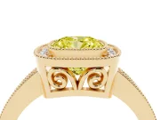 Cushion Cut Milgrain Halo Engagement Ring Setting for a Fancy Yellow Lab-Grown Diamond | Yellow Gold