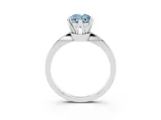 Fancy Blue Oval Cut Diamond Solitaire Engagement Ring Set in White gold with Slim Tapered Solitaire Band
