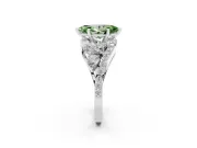 Fancy Green Marquise Cut Diamond Halo Ring Set in Platinum with Marquise and Pavé Band in Prong Setting