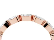 Marquise Lab-Grown Diamond Bar Set Half Eternity Wedding Band | Open Sides | Rose Gold