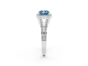 Cushion Cut Split Shank Halo Engagement Ring Setting for a Fancy Blue Lab-Grown Diamond | Platinum