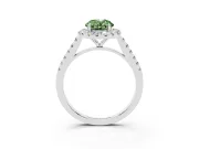 Oval Halo Engagement Ring Setting for a Fancy Green Lab-Grown Diamond | Pave Shoulders | White Gold