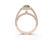 Pear-Shaped Sectioned Halo Engagement Ring Setting for a Fancy Green Lab-Grown Diamond | Rose Gold