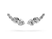 Round and Heart Lab-Grown Diamond Graduated Ear Climbers | Petite Curve | Platinum