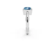 Fancy Blue Princess Cut Diamond Halo Engagement Ring Set in Silver with Plain Split Shank and Prong Setting