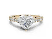 Heart-Shaped Pavé Solitaire Engagement Ring Setting | Crossover Gallery | Yellow Gold