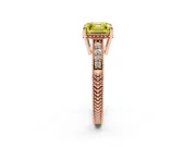 Asscher Cut Engraved Engagement Ring Setting for a Fancy Yellow Lab-Grown Diamond | Rose Gold