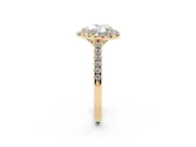 Heart-Shaped Raised Halo Engagement Ring Setting | Pave Band | Yellow Gold