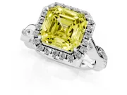 Asscher Cut Twist Halo Engagement Ring Setting for a Fancy Yellow Lab-Grown Diamond | Platinum