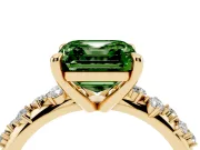 Asscher Cut Graduated Engagement Ring Setting for a Fancy Green Lab-Grown Diamond | Yellow Gold