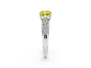 Cushion Cut Multi Row Pave Engagement Ring Setting for a Fancy Yellow Lab-Grown Diamond | Platinum