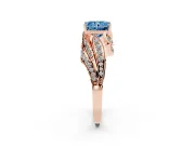 Radiant Cut Bypass Hidden Halo Engagement Ring Setting for a Fancy Blue Lab-Grown Diamond | Graduated Pavé | Rose Gold