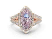 Marquise Halo Pavé Engagement Ring Setting for a Fancy Pink Lab-Grown Diamond | Narrow Split Shank | Rose Gold