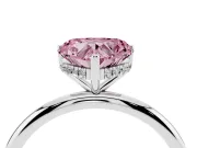 Fancy Pink Heart Cut Diamond Solitaire Engagement Ring Set in Silver with Prong Setting and Polished Band
