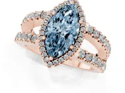 Marquise Halo Split Shank Engagement Ring Setting for a Fancy Blue Lab-Grown Diamond | Rose Gold