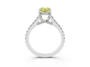Oval Hidden Halo Pave Engagement Ring Setting for a Fancy Yellow Lab-Grown Diamond | Claw Prongs | Platinum