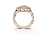 Heart-Shaped Vintage Halo Engagement Ring Setting | Art Deco Side Panels | Rose Gold