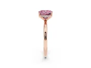 Fancy Pink Radiant Cut Diamond Solitaire Engagement Ring Set in Rose gold with Prong Setting and Polished Band