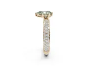 Pear-Shaped Domed Pavé Engagement Ring Setting for a Fancy Green Lab-Grown Diamond | Yellow Gold