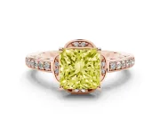 Princess Cut Floral Pavé Engagement Ring Setting for a Fancy Yellow Lab-Grown Diamond | Rose Gold