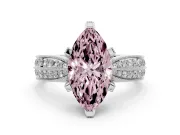 Marquise Milgrain Solitaire Engagement Ring Setting for a Fancy Pink Lab-Grown Diamond | Platinum