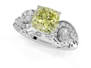 Cushion Cut Swirl Engagement Ring Setting for a Fancy Yellow Lab-Grown Diamond | Sterling Silver