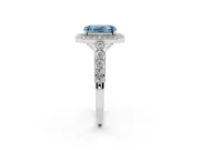 Emerald Cut Graduated Milgrain Halo Engagement Ring Setting for a Fancy Blue Lab-Grown Diamond | Sterling Silver