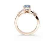 Cushion Cut Tapered Baguette Engagement Ring Setting for a Fancy Blue Lab-Grown Diamond | Rose Gold