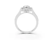 Emerald Cut Petal Tip Halo Engagement Ring Setting | Single Row Pavé Band | Sterling Silver
