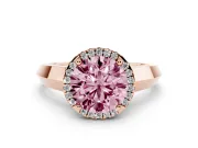 Round Halo Engagement Ring Setting for a Fancy Pink Lab-Grown Diamond | Knife-Edge Band | Rose Gold
