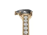 Pear-Shaped Vintage Pavé Engagement Ring Setting for a Black Center | Yellow Gold