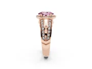 Fancy Pink Oval Cut Diamond Halo Ring Set in Rose gold with Double Pavé Split Shank