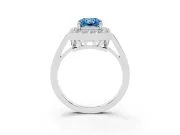 Radiant Cut Halo Engagement Ring Setting for a Fancy Blue Lab-Grown Diamond | Polished Halo Rim | White Gold