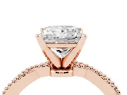 Princess Cut Twisted Solitaire Engagement Ring Setting | Beaded Twist Band | Rose Gold