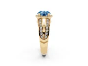 Round Halo Engagement Ring Setting for a Fancy Blue Lab-Grown Diamond | Split Shank | Yellow Gold