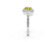 Fancy Yellow Heart Cut Diamond Halo Engagement Ring Set in Platinum with Milgrain Detail and Pavé Band