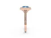 Princess Cut Vintage Milgrain Halo Engagement Ring Setting for a Fancy Blue Lab-Grown Diamond | Bezel Head | Rose Gold