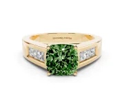 Cushion Cut Channel-Set Engagement Ring Setting for a Fancy Green Lab-Grown Diamond | Yellow Gold
