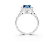 Asscher Cut Halo Engagement Ring Setting for a Fancy Blue Lab-Grown Diamond | Shared Prong Shoulders | Sterling Silver