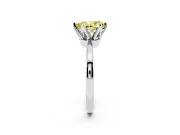 Fancy Yellow Pear Cut Diamond Solitaire Engagement Ring Set in Silver with Slim Tapered Solitaire Band