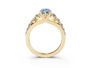 Marquise Graduated Side Stone Engagement Ring Setting for a Fancy Blue Lab-Grown Diamond | Flat Top Band | Yellow Gold